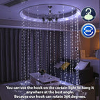 HXWEIYE 300LED Fairy Curtain Lights, 9.8x9.8Ft USB Plug-in 8 Modes Christmas String Hanging Lights with Remote for Bedroom Backdrop Wedding Party Indoor Wall Decor, White, Tangle-Free