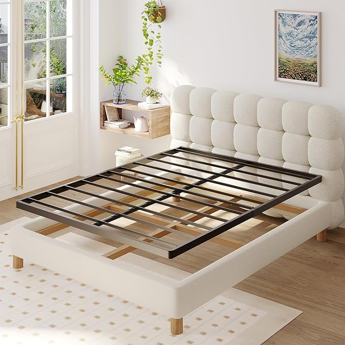 California King Box Spring Bed Base 2 Inch, Low Profile Metal Cal King Box Spring Bunkie Board 2 Inch, 3000 Lbs Max Weight Capacity Mattress Foundation, Noise-Free, Easy Assembly