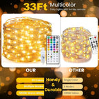 Fairy Lights USB Plug in 33ft 100LEDs with Remote, Warm White 20 Color Changing Light Twinkle Firefly String Lights for Bedroom Party Wedding Christmas Tapestry, Multicolor Colors