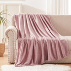 Exclusivo Mezcla Extra Large Fleece Throw Blanket for Couch, Sofa, 300GSM Super Soft and Warm Blankets, Dusty Pink Throw All Season Use, Cozy, Plush, Lightweight, 50x70 Inches
