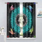 Viking Curtains Ancient Nordic Magic Rune Curtains Nordic Mythology Viking Bird Pattern Printed Curtains Bedroom Living Room Decoration Blackout Curtains W42 * L45 Inch