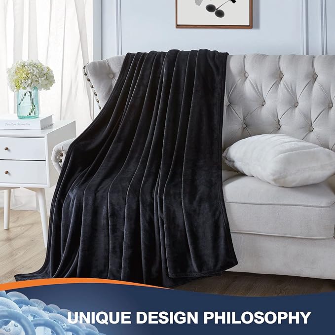Walensee Fleece Blanket Plush Throw Fuzzy Lightweight (XL-Twin Size 66x90 Black) Super Soft Microfiber Flannel Blankets for Couch, Bed, Sofa Ultra Luxurious Warm and Cozy for All Seasons