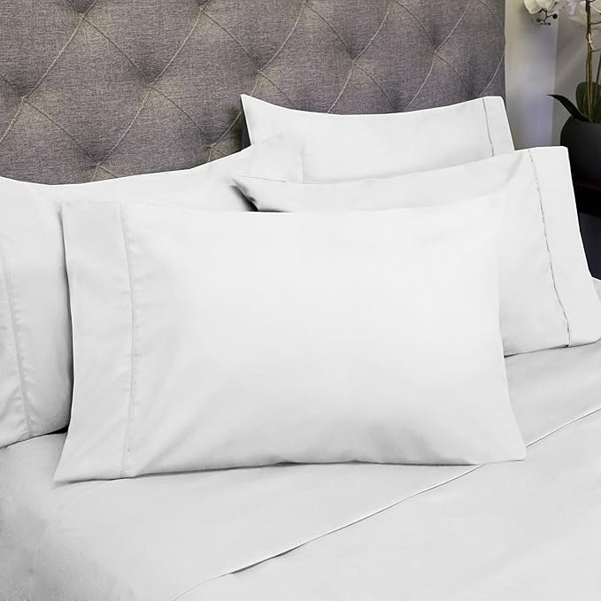 Twin XL Size Bed Sheets - 4 Piece 1500 Supreme Collection Fine Brushed Microfiber Deep Pocket Twin X-Large Sheet Set Bedding - 1 EXTRA PILLOW CASES, GREAT VALUE, Twin XL, White
