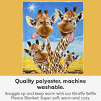Dawhud Direct Giraffe Fleece Throw Blanket, 50" x 60", Polyester, Animal Print, Multicolor, Unisex, Adult/Kid, Winter, Durable, Camping, Gift