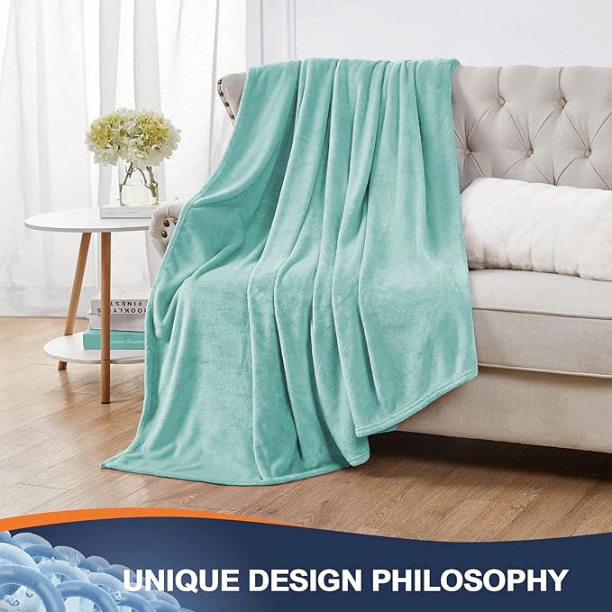 Walensee Fleece Blanket Plush Throw Fuzzy Lightweight (Queen Size 90x90 Light Blue) Super Soft Microfiber Flannel Blankets for Couch, Bed, Sofa Ultra Luxurious Warm and Cozy for All Seasons