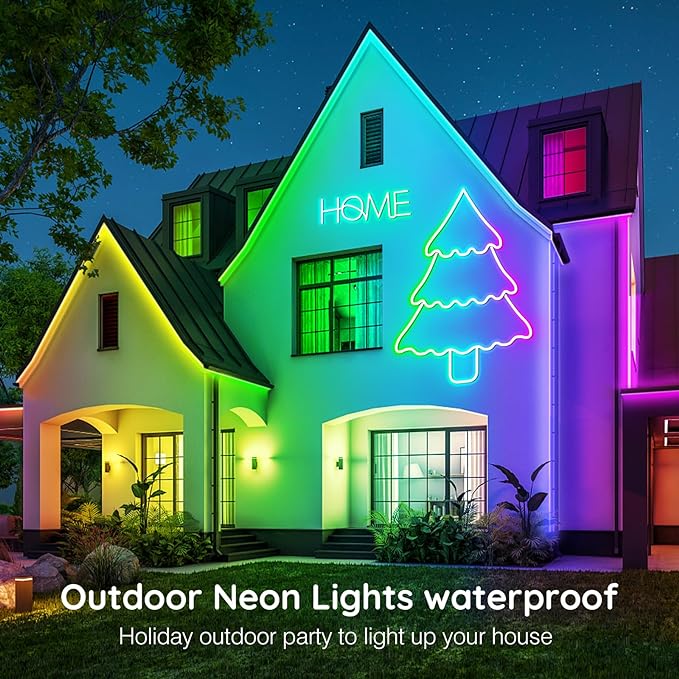LETIANPAI 32.8Ft Neon Rope Lights,Flexible Led Rope Lights Control with App/Remote,Multiple Modes Rope Lights,IP65 Outdoor RGB Led Neon Lights Waterproof,Music Sync Gaming Led Light Strip (32.8FT)