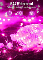 Minetom Fairy Lights Battery Operated, 2Pack 33Feet 100 LEDs Mini Battery Powered String Lights, Waterproof Twinkle Lights Mason Jar Lights for Indoor Home Wedding Christmas Decoration, Pink