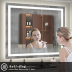 Led Lighted Bathroom Mirror 48x36, Dimmable Vanity Mirror with Lights, Anti-Fog (Backlit and Front Lighted)