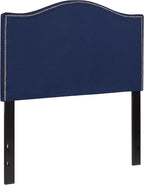 Flash Furniture Lexington Upholstered Twin Size Headboard with Accent Nail Trim in Navy Fabric