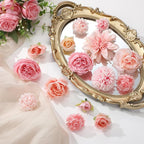 Zeyune 12 Bundles Artificial Peonies Flowers Artificial Silk Rose Faux Dahlia Fake Chamomile Hydrangea Bouquet Bulk for Vase Home Wedding Centerpiece Party Decoration(Blush Pink,Sweet)