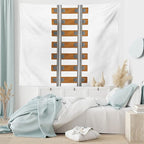 Lunarable Train Tapestry King Size, Vertical Tracks Railroad for Trains Ways of Transportation in The Old Days, Wall Hanging Bedspread Bed Cover Wall Decor, King Size, Brown White
