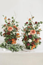 Ling's Moment 41" Tall Fall Free Standing Artificial Flowers Arrangements 2 pcs Wedding Arch Altar Stage Decorations Sunset Terracotta For Ceremony Reception Church Backdrop Outdoor Aisle Floral Party