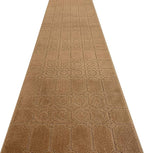 Custom Size Modern Abstract Floor Carpet Runner Rug for Hallways, Slip Resistant Latex Rubber Backed, 31 inch Wide X Customized Length, Art Gold Tan, 31 inch X 34 feet