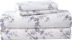 Laura Ashley - Flannel Sheets Queen Size, Anti-Pilling & Wrinkle Resistant Cotton, Touchably Soft for All-Season Comfort - Bed Sheets with Matching Pillowcases & Fitted Sheet (Jessika Lavender)