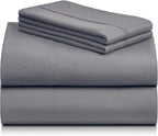 LuxClub Twin Sheets - Soft Kids Bed for Boys and Girls, 3 PC Deep Pockets Wrinkle Free Fitted Machine Washable Hotel Bedding Silky Soft- Light Grey