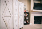 Premium Home 6-Panel Room Divider – Rustic White Barn Door, X Pattern Folding Privacy Screen, Partition Wall