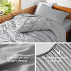 Bedsure Twin XL Comforter Set - Extra Long 5 Pieces Dorm Bedding Sets, GentleSoft™ Pinch Pleat Grey Bed in a Bag with Pintuck Comforter, Sheets, Pillowcase & Sham
