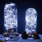 Minetom Fairy Lights Battery Operated, 5 Pack 7 FT 20 LED String Lights with Timer, Waterproof Silver Wire Fairy Lights for Bedroom Christmas Home Party Wedding Decorations, Pure White