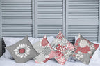 Ambesonne Floral Throw Pillow Cushion Case Pack of 4, Flower Petals Modern Color Palette Chamomile Peony Dahlia and Sunflower Print, Modern Accent Double-Sided Digital Printing, 18", Dark Coral Grey