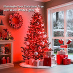 JMEXSUSS 4 Pack 50 LED Red Fairy Lights Battery Operated, 16.1ft Christmas Fairy Lights, Red String Lights for Bedroom Wedding Party Christmas Halloween Decorations