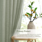 RYB HOME Linen Sheer Curtains and Drapes for Living Room and Dining Room 95 inches Length, Breathable Weave Textured/Rod Pocket Semi Sheer Curtains, Sage Green, W 52 x L 95 inches, 2 Panels Set