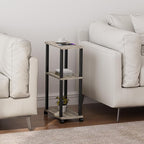 TUTOTAK Small Side Table, Narrow End Table, Bedside Table, Couch Side Table with Wheels for Living Room or Bedroom, Greige TB01BG061