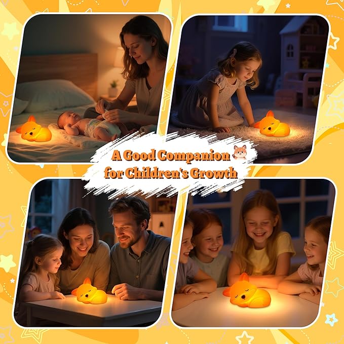 Fox Night Light for Boys Girls, Dimmable Squishy Fox Silicone Animal Lamp, Cute Foxes Gifts Decor Nightlight for Birthday Xmas Gifts