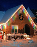 Joomer 2Pack Christmas Lights Outdoor, 11.8 inch 10 Tubes 240 LED Meteor Shower Lights, LED Falling Icicle Cascading Light with Timer Waterproof and Connectable for Christmas Decoration (Multicolor)