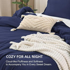 Litanika Comforters Navy Blue Super King Plus Size, 3 Pieces Lightweight Solid Bedding Set & Collections, All Season Fluffy Bed Set (128x120In Comforter & 2 Pillowcases)
