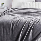 Walensee Fleece Blanket Plush Throw Fuzzy Lightweight (Queen Size 90x90 Dark Grey) Super Soft Microfiber Flannel Blankets for Couch, Bed, Sofa Ultra Luxurious Warm and Cozy for All Seasons