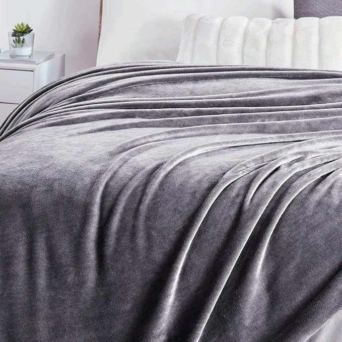 Walensee Fleece Blanket Plush Throw Fuzzy Lightweight (California King Size 108x102Dark Grey) Super Soft Microfiber Cal King Size Flannel Blankets for Couch, Bed, Sofa Warm and Cozy for All Seasons