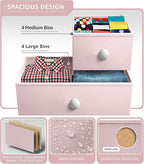 Sorbus Fabric Dresser for Kids Bedroom - Chest of 8 Drawers, Storage Tower, Clothing Organizer, for Closet, for Playroom, for Nursery, Steel Frame, Fabric Bins - Knob Handle (Pastel Pink)