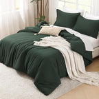 Litanika Forest Green Twin/Twin XL Comforter Set, 2 Pieces Lightweight Solid Bedding Set, All Season Fluffy Bed Set (66x90In Comforter & 1 Pillowcase)