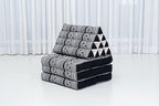 Leewadee - Comfortable Japanese Floor Mattress - Thai Floor Bed with Triangle Cushion - Futon Mattress - Thai Massage Mat, 67 x 21 inches, Black White, Kapok Filling
