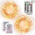Tenergy 2 Pack Battery Operated LED String Lights, Includes 6 AA Batteries, 16.5ft Light String 50 Dimmable LEDs, Remote Control, Outdoor Ready for Christmas Decorations, Wedding Decor, UL Certified