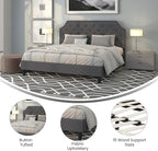 Flash Furniture Brighton King Size Tufted Upholstered Platform Bed in Dark Gray Fabric