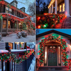 Battery Operated Christmas Lights 2 Pack 18 Feet 50 LED Clear Mini String Lights with 8 Modes Waterproof Tree Lights for Xmas Outdoor Indoor Holiday Party Garden Decor, Red & Green