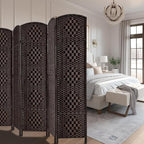 Rose Home Fashion Room Divider, 6 ft Tall Room Dividers and Folding Privacy Screens, 16in Privacy Screen 8 Panel Dark Coffee Space Temporary Wall Foldable Partition Separation