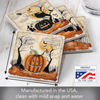 Thirstystone Haunted Valley 4 Pack Assorted Tumbled Tile Stone Coasters with Protective Cork Backing 4" Square Manufactured in The USA