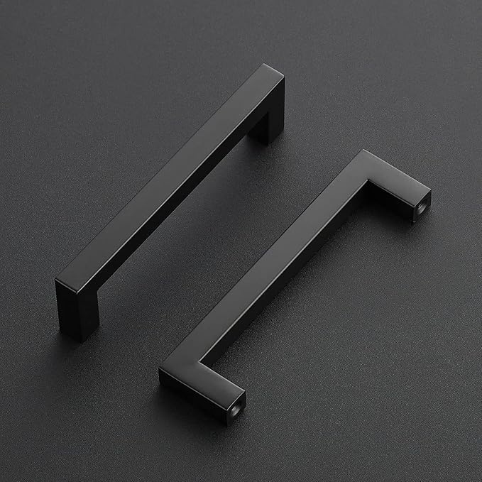 Ravinte 15 Pack Black Cabinet Pulls 5 Inch Square Kitchen Cabinet Handles Matte Black Kitchen Hardware for Drawer Pulls Drawer Handles Come with Screwdriver
