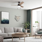 Prominence Home Reston, 42 Inch Modern Farmhouse LED Ceiling Fan with Light, Pull Chain, Dual Mounting Options, Dual Finish Blades, Reversible Motor - 51015-01 (Bronze)