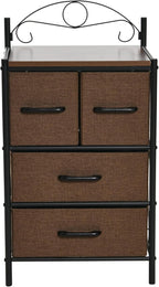 Household Essentials Victorian Style 4-Drawer Storage Organizer Unit, Black and Brown