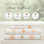 Linen Market Patterned Microfiber King Sheet Set 4 Piece – Oeko-TEX Certified Ultra Soft & Wrinkle-Free - 16" Deep Pocket Sheets - Easy Care King Size - Aztec Dreams Coral