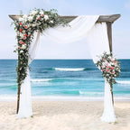 RYB HOME White Sheer Curtains for Canopy Bed, 2 Panels Wedding Arch Draping Fabric Window Scarf Table Runner Indoor Outdoor Curtains for Backdrop Events Decor, Wide 60 in x Long 216 in per Panel