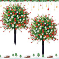 2 Pack Artificial Christmas Tree,Xmas Fake Topiary Ball Boxwood Trees with Ground Spikes,Faux Blooming Plants Shrubs Bushes for Outdoors Urn Filler Planters Garden Porch Christmas Decor