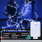150ft LED Rope Lights Outdoor, 1080 LED Connectable and Flexible Tube Lights with 8 Modes, Waterproof LED Rope Lighting for Garden Patio Bedroom Party Pool Indoor Outdoor Christmas Decor (White&Blue)