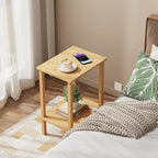TUTOTAK End Table, Side Table, Nightstand, 2-Tier Storage Shelf, Sofa Side Table for Small Space, Living Room, Bed Room Natural TB01BN034
