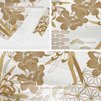 Batmerry Gold Japanese Floral Tapestry,Spring Wall Art Hanging Decoration Polyester Fiber White Ruffled Around for Dorm Room Bedroom Living Room, 59.1x39.4 inches