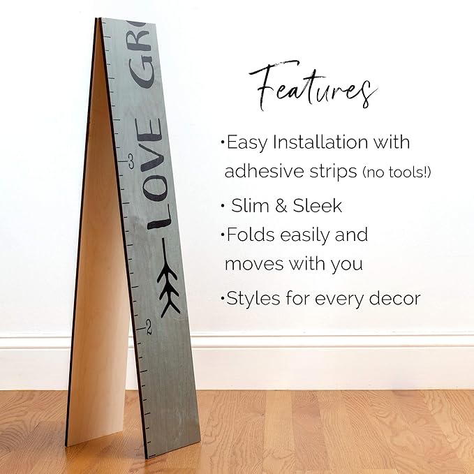 Headwaters Studio Wooden Growth Chart – Kids Height Chart, Wall Measurement for Kids, Height Chart for Wall, Growth Ruler for Children – Tribal Gray (63"x6.7")