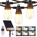 Brightech 48 (42+6) FT Ambience Pro Outdoor Solar String Lights - Bright Remote Control Color Adjustable Solar Light - Commercial Grade, 15 Waterproof LED Bulbs for Patios, Camping, Yard, Outside